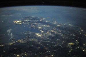 Imagem das ilhas gregas vistas de cima copiada do site de um astronauta da NASA